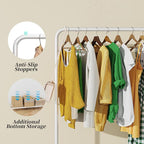 Simple Trending Standard Clothes Clothing Garment Rack with Storage Shelves, Rolling Clothes Organizer on Wheels for Hanging 