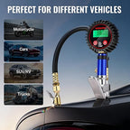 WORKPRO 12PCS Digital Tire Pressure Gauge with Inflator, 250 PSI, Heavy Duty Air Compressor Attachments with Storage Bag, Tire Gauge with Brass Air Chuck and Rubber Hose for Vehicles and Inflatables