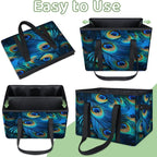 Reusable Grocery Bags Heavy Duty Shopping Bags Foldable Large Tote Bags with Long Handles & Hard Bottom