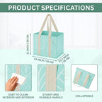 VENO 3 Pack Reusable Grocery Bags, Shopping Bags for Groceries, Tote with Handles and Hard Bottom, Foldable Shopping Cart Organizer, Water Resistant, Heavy-Duty (Evergreen, 6 Gallon)