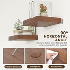Deep Floating Shelves | 16 Inch Walnut Floating Shelves Set of 2 | 12 Inch Deep Rustic Wood Shelves for Wall | Walnut Shelves