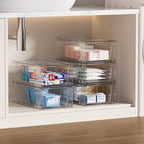 4 pack clear Drawer-Type Plastic Storage Box Bins Organizer，Family First Aid Kits Medicine cabinet Box Organizer,Closet ，Shel