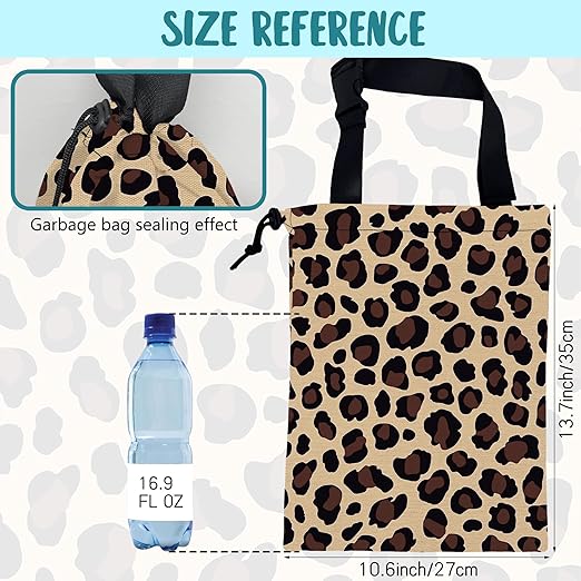 Car Trash Bag Abstract Brown Leopard Leak-Proof Car Garbage Bag with Drawstring Foldable Canvas Trash Bin with Adjustable Buckle for Car Accessories, Travelling, Camping