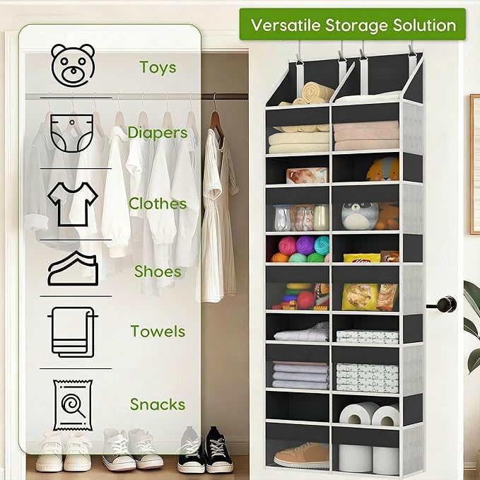 Unjumbly 5 Tiers Over The Door Hanging Yarn Storage Organizer, Hanging Door Organizer for Knitting and Crochet Supplies, Back