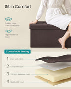 SONGMICS MAZIE Collection - 43 Inches Folding Storage Ottoman Bench, Ottoman Foot Rest, End of Bed Bench, Storage Chest, Load
