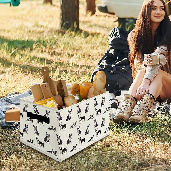 Boston Terrier Gifts Storage Bins & Boxes with Handles, Dog Foldable Basket for Organizing Dog Lovers,Boston Terrier Christma