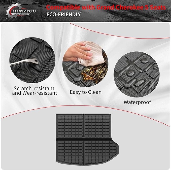 Floor Mats Compatible with 2022-2026 Jeep Grand Cherokee (Not Fit L or WK) Cargo Mat Back Seat Cover Protector 2025 Grand Cherokee Accessories (Fit 5 Seats,Trunk Mat+Backrest Mats+Floor Mats)