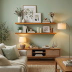 IEO Long Wooden Floating Shelves for Room Wall, Natural Wood Floating Shelves Wall Mounted Kitchen Shelf for Living Room, Bed