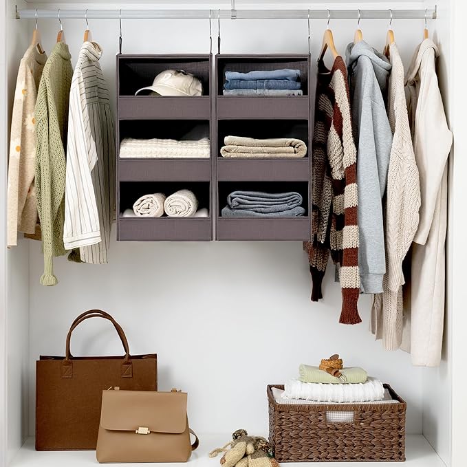 GRANNY SAYS 3 Shelf Hanging Closet Organizers and Storage, Collapsible Closet Storage Organizer with 2 Metal Hooks, Leak-Proo