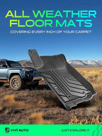 YHTAUTO Floor Mats Fit 2016-2023 Toyota Tacoma (Double Only for Automatic), TPE Floor Liners All-Weather Protection Custom Fit, 1st & 2nd Row, Set of 3 Black