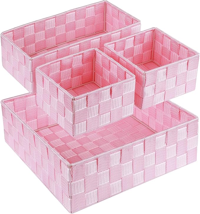 Posprica Woven Storage Baskets for Organizing, Small Baskets Cube Bin Container Tote Organizer Divider for Drawer, Closet, Sh