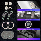 25PCS Bling Car Car Accessories Set,15 Inch Steering Wheel Cover,Shiny License Plate Frame,Center Console Cover and Rearview Mirror Set and Other Car Accessories(Multicolor)