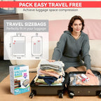 12 Pack Vacuum Bags for Travel with USB & TYPE C Pump,Compression Packing Cubes for Luggage,Carry-on Space Saver Vacuum Seal 