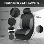 CAR PASS Waterproof Black Gray Car Seat Covers Front Seat Covers Neoprene Wetsuit,All-Weather Non-Slip Durable,Universal Fit 