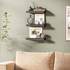 Ballucci Floating Shelves, 16" Wood Wall Shelf Set of 3, Invisible Brackets Floating Shelf for Wall Decor Living Room, Bathro