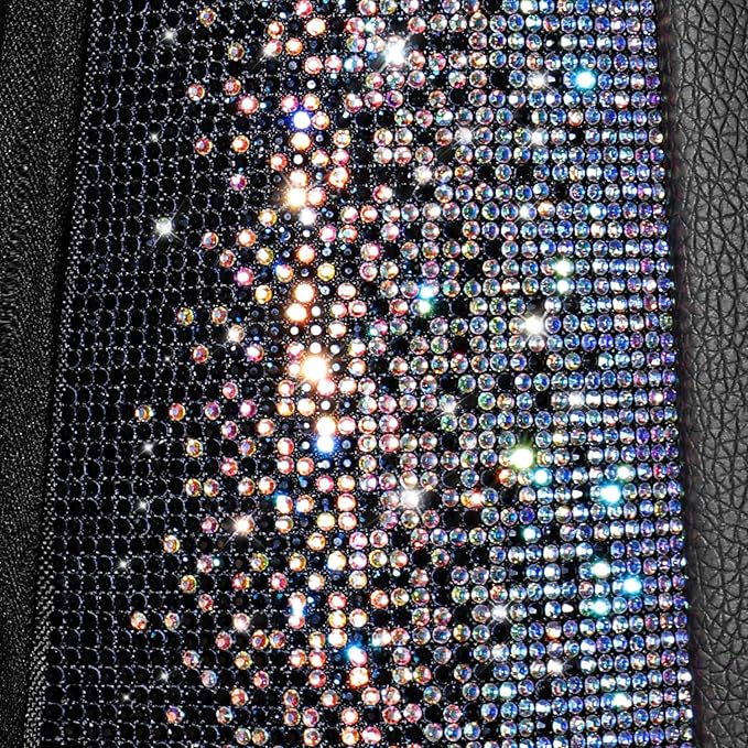 CAR PASS Bling Diamond Leather Car Seat Covers for 2 Front Interior Sets, Waterproof Shining Glitter Sparkly Crystal Universa