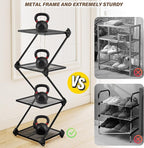 Vertical Shoe Rack 4 Tier Small Shoe Rack Shelf for Entryway Tall Narrow Shoe Organizer Metal Shoe Storage for Closet,Front D