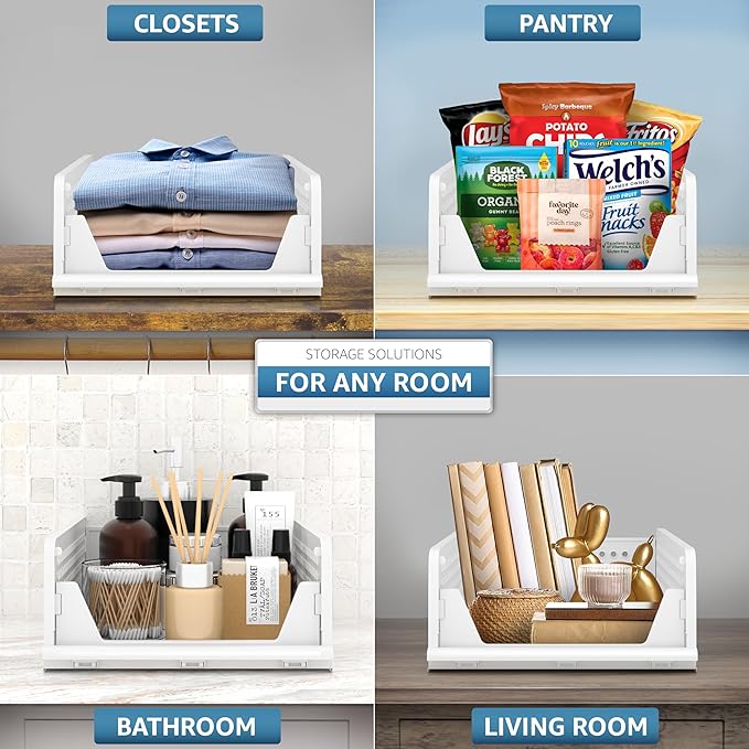 Sorbus 4 Pack Folding Closet Shelf Organizer for Clothes, Versatile Stackable Storage Baskets for Closet, Bathroom, Kitchen a
