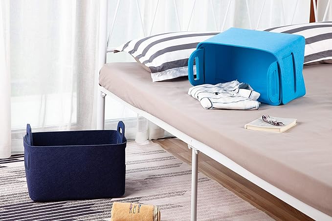 Minoisome Storage Basket Felt Storage Bin Collapsible& Convenient Box Organizer with Carry Handles for Office Bedroom Closet 