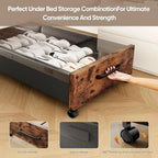 Under Bed Storage with Wheels, 2 Packs Wooden Storage Containers Extra Large Underbed Shoes Organizer, Rolling Under Bed Stor