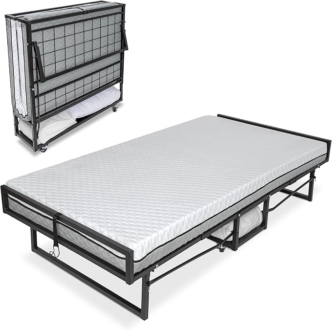 Milliard Deluxe Presidential Folding Bed with Mattress for Adults, Twin Size, Portable Foldable Bed with Bonus Pillow and Bla