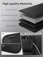 Car Seat Gap Filler with Sun Visor Organizer, Leather Seat Gap Organizer for Phone, Cards, Keys and Sunglasses, Front Seat Storage for Most Cars, SUVs and Trucks