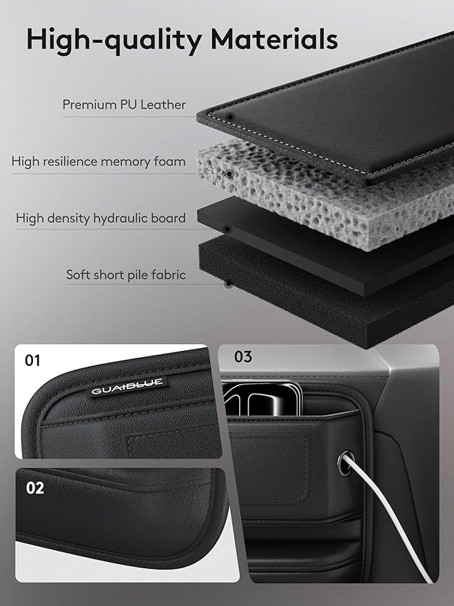 Car Seat Gap Filler with Sun Visor Organizer, Leather Seat Gap Organizer for Phone, Cards, Keys and Sunglasses, Front Seat Storage for Most Cars, SUVs and Trucks