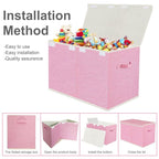 VERONLY Large Collapsible Toy Storage Box with Lid & Handles - Kids Organizer Chest for Toys, Clothes, Blankets (Pink, Nurser