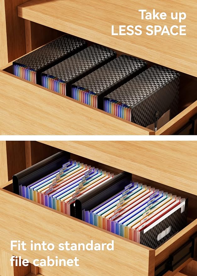 ABC life 12-Pocket Accordion File Organizer, Expandable File Folder with Colorful A-Z Tabs, Portable Bill & Receipt Organizer