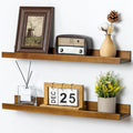 Picture Ledge Wall Shelves 24 inch Width Set of 2, Solid Pine Wood Rustic Floating Ledge Shelves for Wall for Kids' Room Bedr