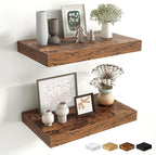 Fun Memories Floating Shelves for Wall - 10 x 16 Floating Shelf - Rustic Wood Storage Shelf - Wall Shelves with Invisible Bra