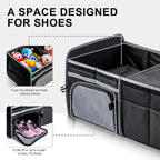 Bold Color Block Trunk Organizer | 95L, 35"x13.8"x11.8" | Dedicated Shoe Storage & 26L Ice Pack | Foldable for SUV/Car/Jeep