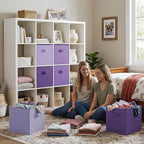 GRANNY SAYS Cube Storage Bins, 13 Inch Cube Storage Organizer, Fabric Storage Bins, Storage Cubes for Shelves, Closet, Purple