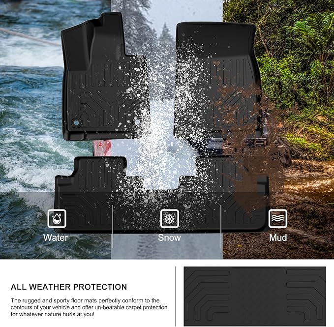 KIWI MASTER Floor Mats for 2016-2022 Lexus RX (RX350/ RX450h/ RX350L/ RX450hL), Custom Fit All Weather Car Mats, Heavy Duty TPE Floor Liners, Front & Rear 2 Row, Black