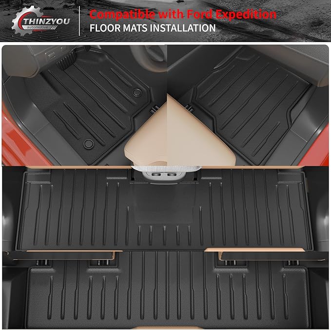 Floor Mats Compatible with 2018-2024 Ford Expedition (Not for Max Models) Cargo Mat Cargo Liner TPE 2023 Expedition 7 Seats Accessories (Trunk Mat+Backrest Mats+Floor Mats)