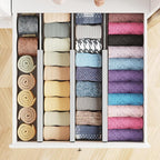 SpaceAid Bamboo Dresser Drawer Dividers 6 Pack, 4.65“ High Adjustable 12.5“-17” Drawer Organizers, Expandable Organization fo