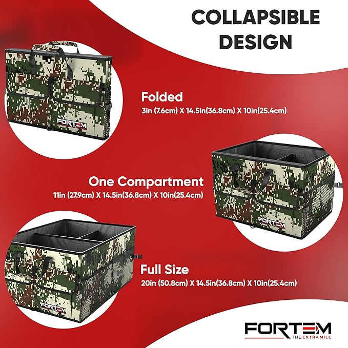 FORTEM Trunk Organizer For SUV Car Trunk Organizer, Foldable Storage, Car Accessories for Women Men, Collapsible Bag, Perfect C