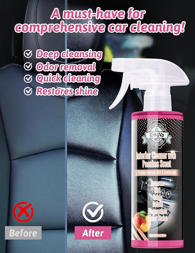 Kingvo Car Interior Cleaner, Interior Cleaner Carpet Dashboard Vinyl Sofa Leather Shiny Car Stuff Detailing Kit Cleaning Supp