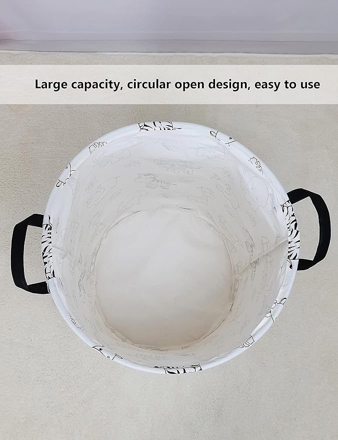 QUEENLALA Large Storage Basket,Laundry Hamper/Bathroom/Home Decor/Collapsible Round Storage Bin,Boys and Girls Hamper/Boxes/C