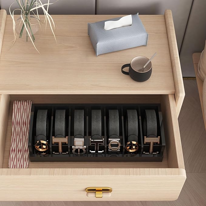 Belt Organizer for Drawer - Bamboo Belt Storage Organizer | Belt Rack for Closet Wall Mount Men Women Tie Sock Bra Scarf Ribb