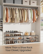 SONGMICS Shoe Rack, 6-Tier Shoe Organizer, Metal Storage Shelf, Upright or Upside Down, for 24-30 Pairs, Stackable, for Entry