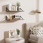 Deep Floating Shelves,24" Wx10 D Floating Shelf for Wall Set of 2,Hanging Storage Shelf with Metal Brackets,Wide Display Wall
