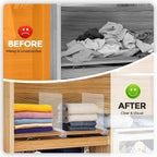 JOY DECOR 8 Pack Acrylic Clear Shelf Dividers for Closets Organizer and Storage Adjustable Vertical Wood Shelf Closet Separat