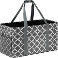 GhvyenntteS Extra Large Utility Tote Bag - Stand Up Utility Tote with Metal Wire Frame & Hard Bottom Board, Reusable Grocery Bags With Handles for Storage, Picnics, Beach, Pool, Laundry, Car, Camping