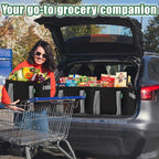 Reusable Grocery Bags (3 Pack ) - Heavy Duty Eco Tote Bags with Box Shape to Stand Up, Hold Up to 65 Lbs - Stay Open & Fold Flat - Foldable Reusable Shopping Bags with Long Handles & Hard Bottom