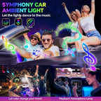 Dream Color Acrylic Interior Car Ambient Light Kit, Bphuny 22 in 1 593 LEDs Fiber Optic Multiple Modes Decoration Atmosphere Lights with Music Dynamic Rainbow Rhythm, RGB Neon Lights for All Cars