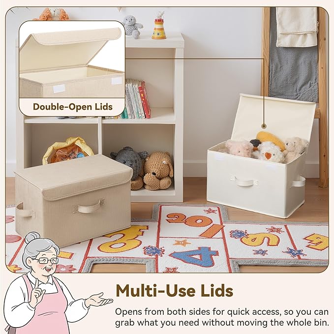 GRANNY SAYS Stoarge Basket with Lid, Decorative Storage Boxes, Closet Storage Bins for Clothes, Collapsible Stackable Organiz