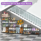 Kottwca Shoe Rack Organizer, Large Shoe Rack for Entryway Closet, Metal Shoe Shelf for Shoes and Boots, Big Non-Woven Fabric 