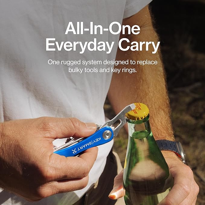KeySmart Rugged - Multitool Key Holder for Keychain w/Bottle Opener and Pocket Clip, Key Organizer for Key Chain, EDC Keychai