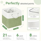 FinishingBo Fabric Cubes Storage Basket, 6 Pack 11x11 in with Handles Cube Storage Bins, for Shelves, Home, Office Organizers